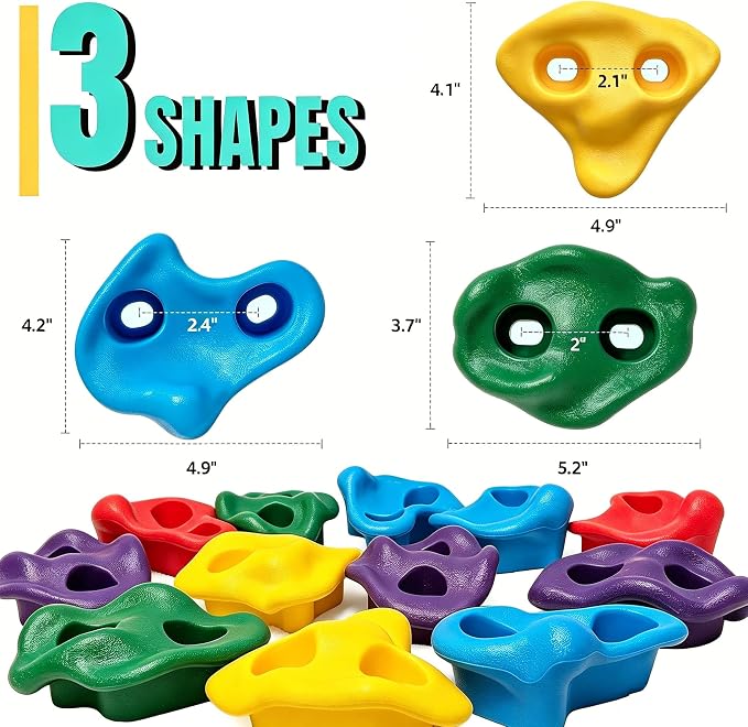 12 PCS Large Ninja Tree Climbing Holds for Kids,Tree Rock Climbing Kit with 6 Ratchet Straps for Kids,Large Rock Climbing Holds for Outdoor Ninja Warrior Obstacle Course Training