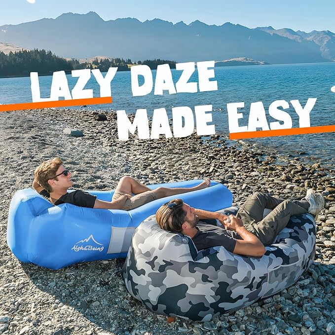 AlphaBeing Inflatable Lounger Beach Chair Accessories, Air Sofa Hammock Inflatable Couch for Camping Backyard Lakeside with Compression Sacks, Ideal Outdoor Gifts for Adults