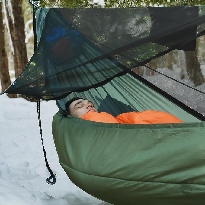 Camping Hammock Tent with Hammock Underquilt, Lightweight Hanging Hammocks Tree Straps, Portable for Hiking, Backpacking