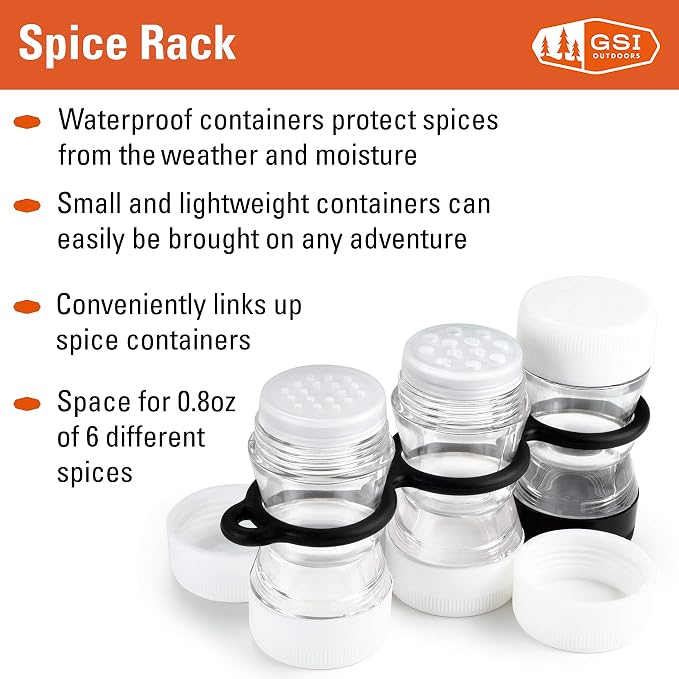 GSI Outdoors Waterproof Spice Rack for Camping, Car Camping, RV and Home, Clear, Black