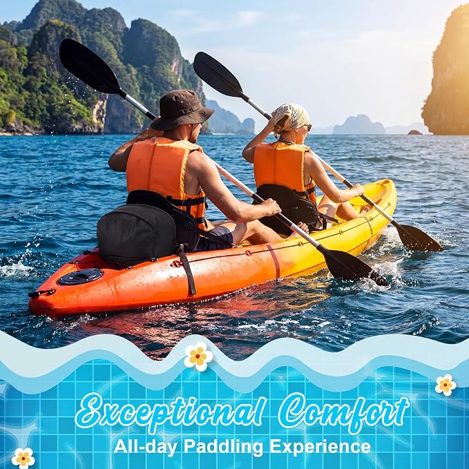 Vinsot Kayak Seat Cushion Universal Paddle Board Seat with Back Support Adjustable Non Slip Boat Chair Seats with 4 Straps and Storage Bag for Kayak Boat Sup Canoe