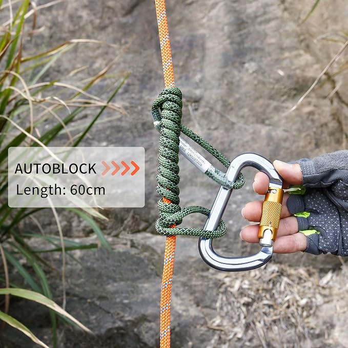 NewDoar 6mm (1/4") Prusik Cord Pre-Sewn 12KN/2700lb Aramid Auto Block Cord High Strength Prusik Arborist Rope for Outdoor Climbing Arborist Rescue Mountaineering-60cm/24''/1pc