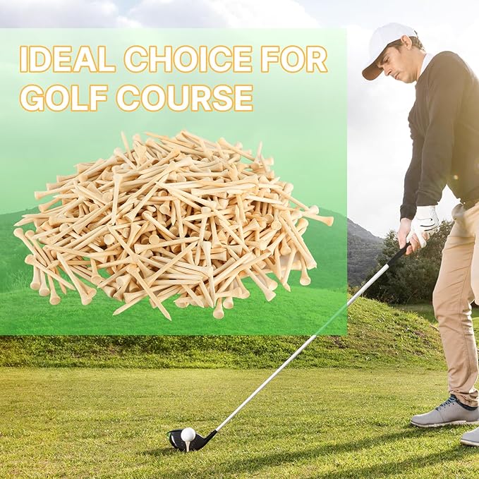 Bamboo Golf Tees 1000/500/250 PCS 2-3/4 & 3-1/4 inch Length | Bamboo Golf Tees, 7X Stronger Than Wood Golf Tees, Reduce Friction & Side Spin