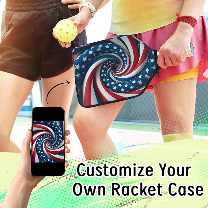 Stripe Design Pickleball Paddle Cover - Protective Polyester Sleeve for Paddles