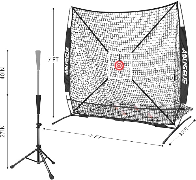 6'X6' Baseball Softball Practice Net,Pitching Net,Batting Net,with Bonus Strike Zone,Target and Bow Frame,for Hitting,Pitching,Catching