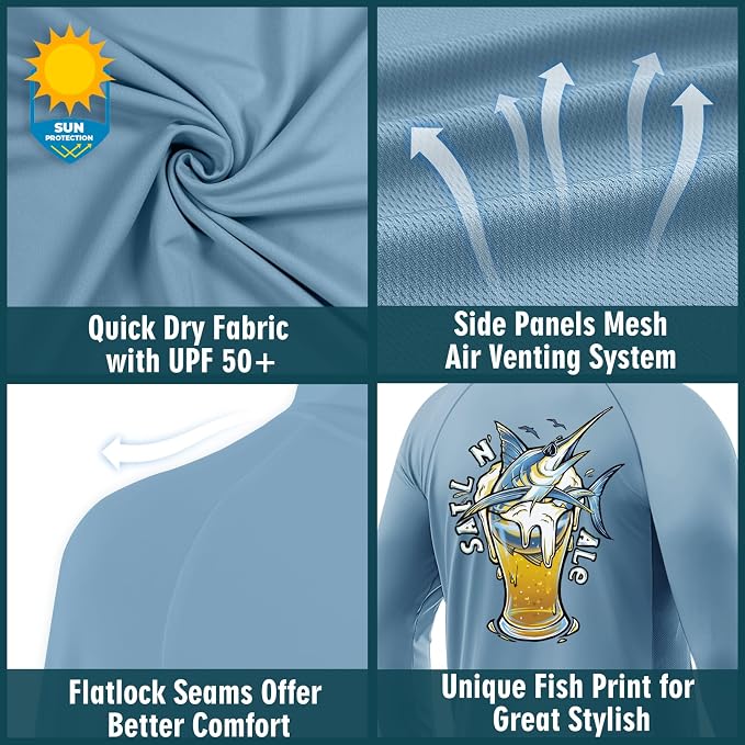 Palmyth Fishing Hoodie for Men Long Sleeve Sun Protection UV UPF 50+ Shirts | Hidden Zipper Pocket, Thumb Loops, Quick-Dry, Side Mesh Panels, Lens Cleaning Cloth, 4-Way Stretch