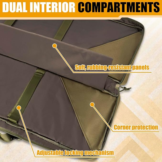 28" 32" 36" 42" 46" 48" 51" 55" Soft Double Rifle Bag, Portable Long Rifle Bag for Outdoor Hunting Shooting, Gun Case Storage & Transportation, with Multiple Colors