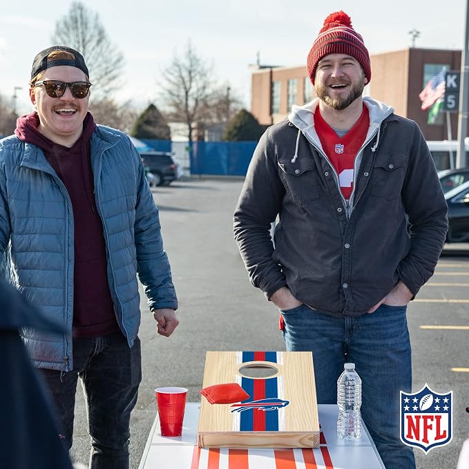 NFL Football Portable Size 1' x 2' Solid Wood Cornhole Set with Direct Print HD Team Graphics – Travel Size