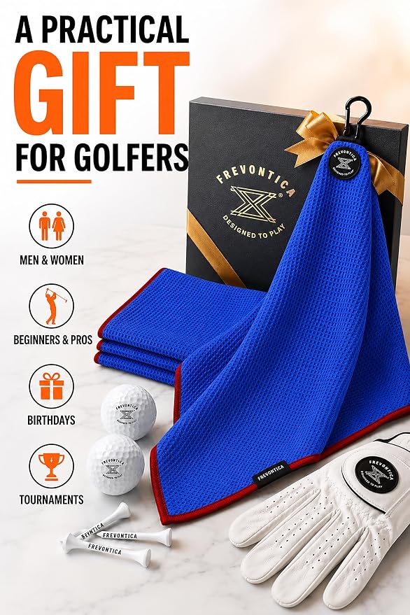 Magnetic Golf Towel with Cleaning Pocket, 24"x16" Ultra-Absorbent Waffle Microfiber Golf Towel with Magnet & Clip for Golf Bag, Carts and Clubs, Golf Accessories Gift for Men Women Golfers