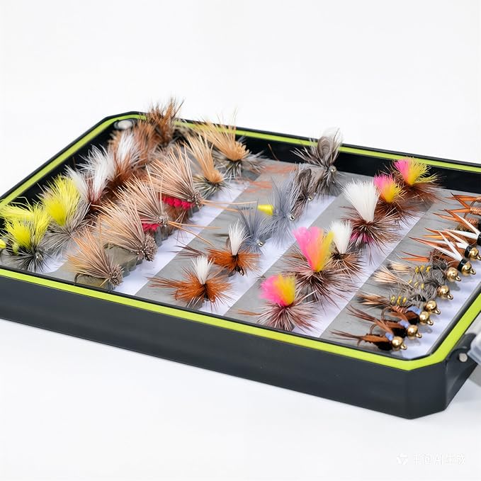 24/36/50/66 Premium Hand Tied Fly Fishing Flies Assortment | Waterproof Fly Boxes | Dry, Wet, Nymphs, Streamers, Wooly Buggers, Terrestrials | Trout, Bass Lure Set, Kit, Gift