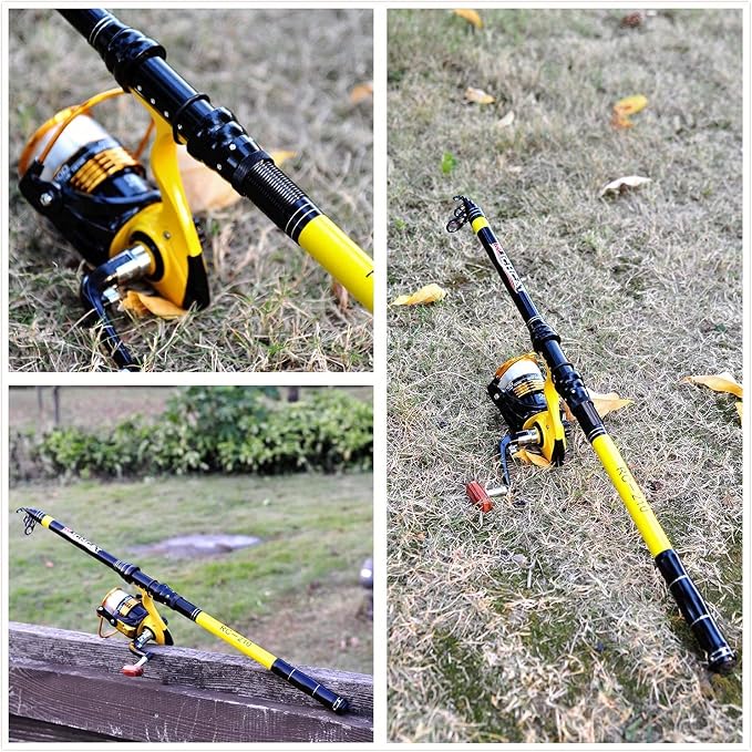 Richcat Fishing Rod and Reel Combo,Medium Heavy Poles and Reels Telescopic Rod Kits for Adults, 22lb Line Pre-spooled with Spining Reel for Travel Saltwater Freshwater Catfish Bass Fishing