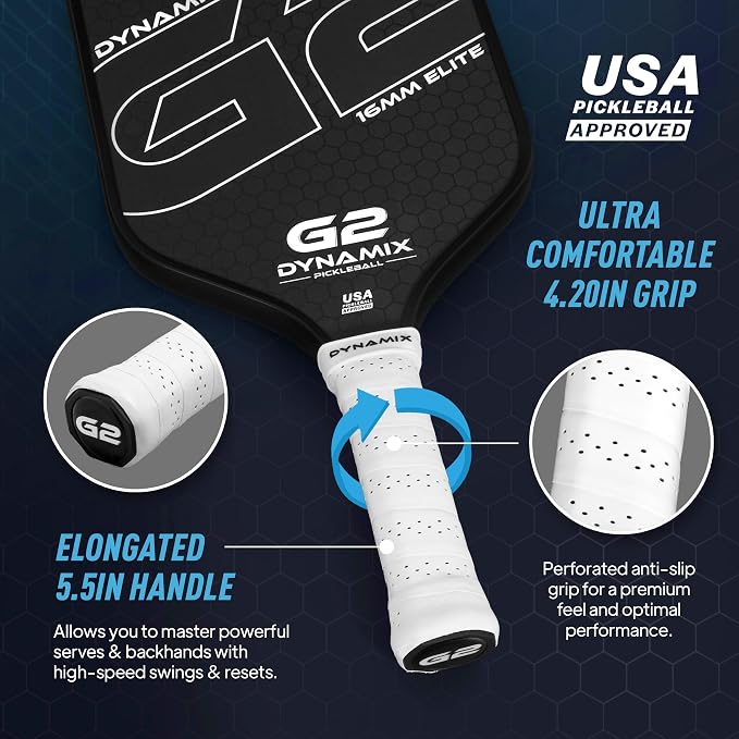 Carbon Fiber Pickleball Paddle 16mm G2, USAPA Approved Raw Carbon Gen2, Pro-Grade Thermoformed Pickleball Racket, Elite Pickle-Ball Paddle for Control, Power & Spin