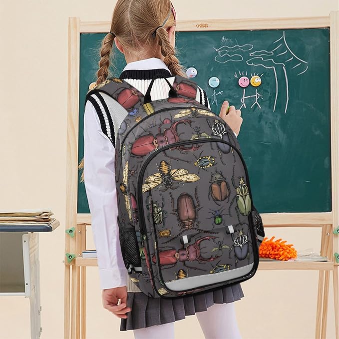 Fisyme Insects Vintage Bugs School Backpack Laptop Backpack Bags Bookbag Travel Casual Computer Notebooks Daypack
