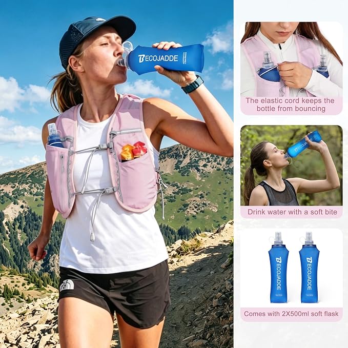 BECOJADDE 5L Running Vest for Women, Hydration Backpack Lightweight & Breathable for Trail Running, Marathon, Hiking, Cycling