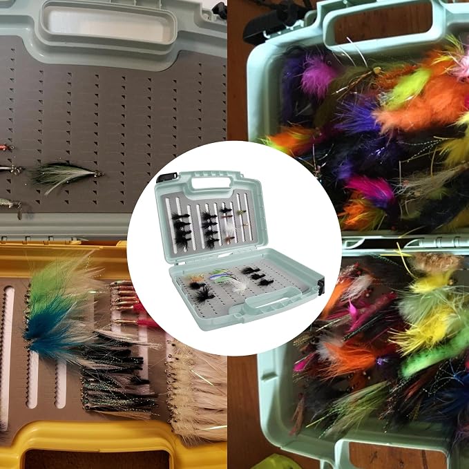 Aventik Streamer Fly Boxes Click Lock Large Streamer Flies Foam Storage Fishing Box Tackle Box Boating Fishing Boxes 14X11X3.35inch/10.43X8.27X3.15inch (SF2 Olivine-14X11X3.35inch)