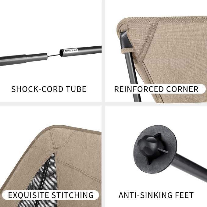 Naturehike YL05 Camping Chair, Ultralight Portable Camp Chair with Storage Bag, Compact Folding Beach Chair for Backpacking Hiking Fishing Picnic