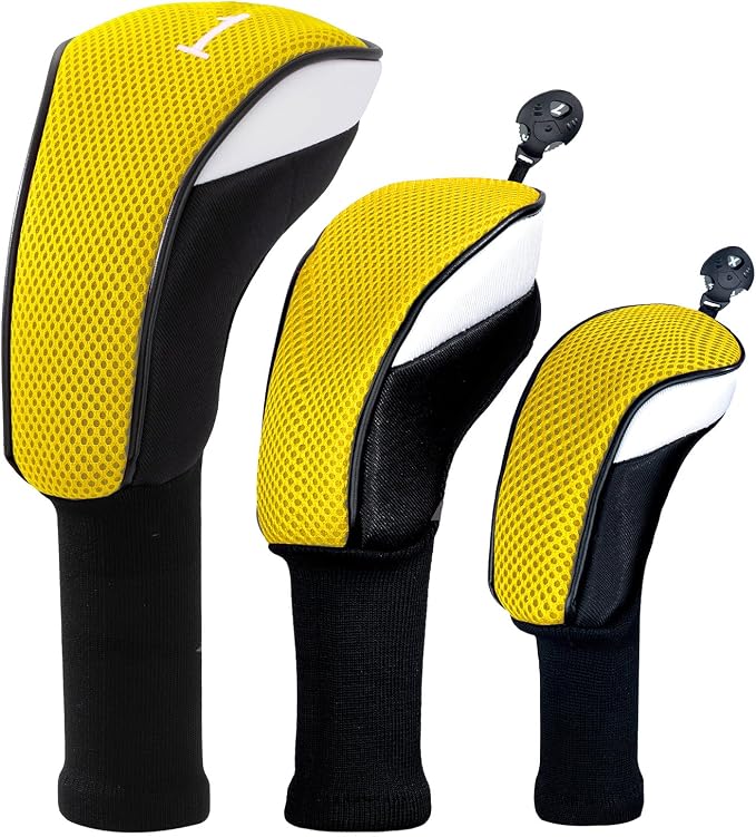 Golf Club Head Cover for Driver Fairway Hybrid 3 Pcs Woods Headcovers, Golf Accessories Head Covers Set with Interchangeable No. Tags 3 4 5 7 X Golf Accessories for Men Women
