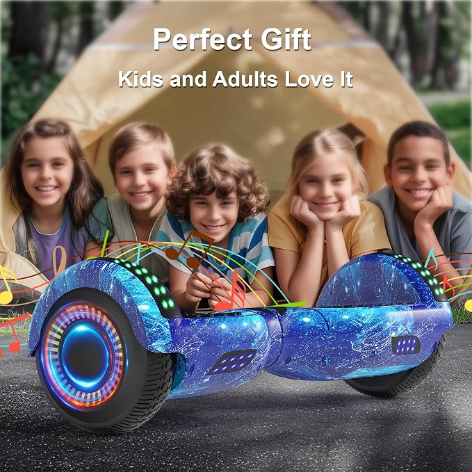 Kids Scooter with Bluetooth Speaker & Corlorful LED Lights, Dual 250W Motor 7.5 Mph Speed, Gifts for All Ages