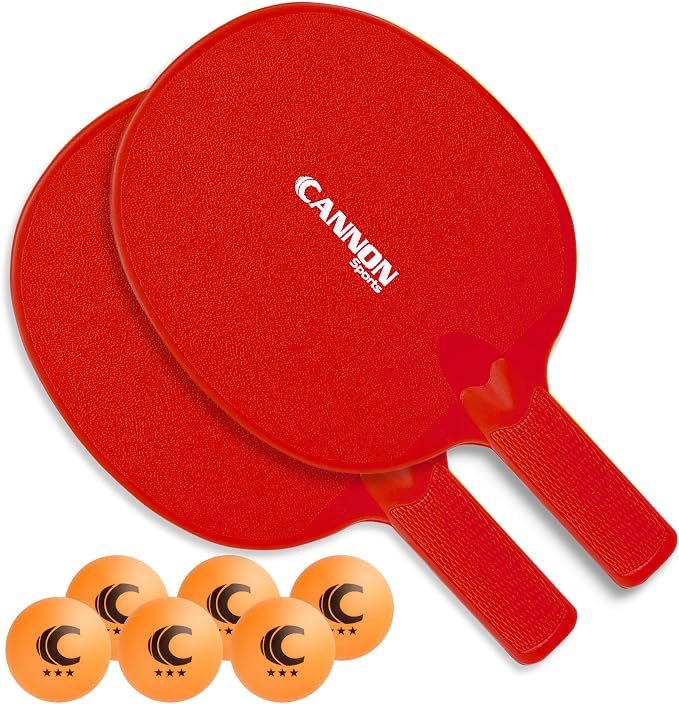 Cannon Sports Unbreakable Table Tennis Paddle Set - 2 Rackets with 6 Pack of 3-Star Table Tennis Balls – Portable Set for 2 Players
