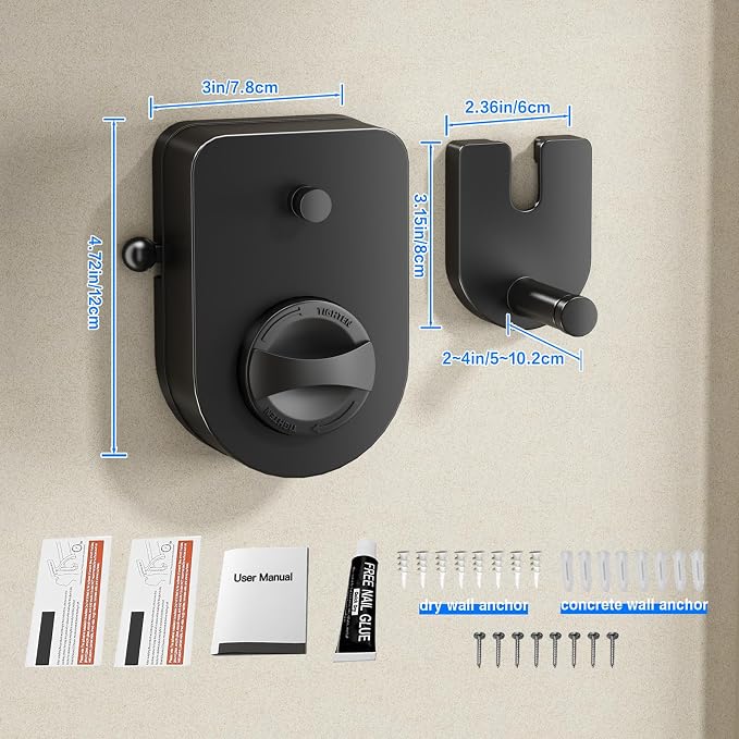 Mustorn Retractable Clothesline Indoor, Non-Sagging Outdoor Clothes Line Retracting Heavy Duty Clothes Drying Laundry Line Wall Mounted Stainless Steel Line-13.8 Feets (Single Line-Black)