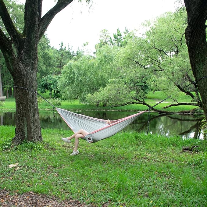 AnorTrek Camping Hammock, Super Lightweight Portable Parachute Hammock with Two Tree Straps Single or Double Nylon Travel Tree Hammocks for Camping Backpacking Hiking