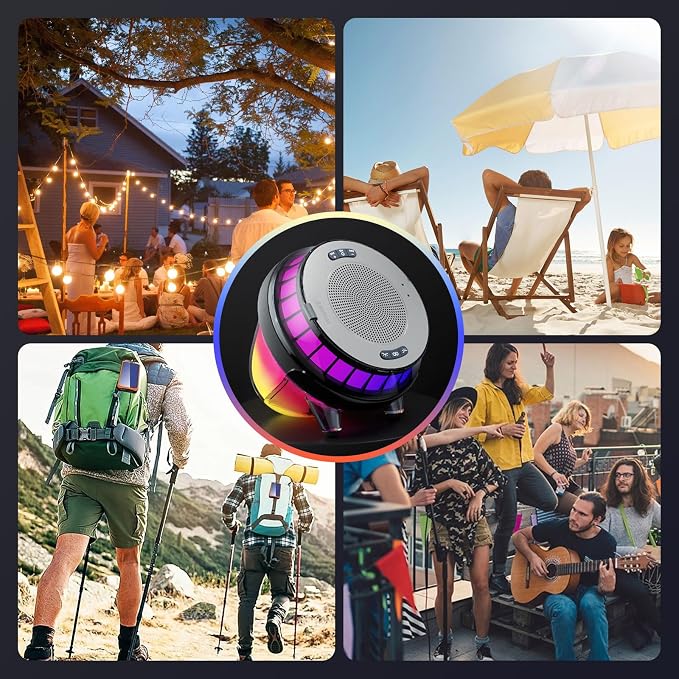 Floating Speaker for Pool, IPX7 Waterproof Floating Hot Tub Speaker with Colorful Lights, 12W Stereo Loud Sound, TWS, Portable, Wireless Party Gifts for Shower, Spa, Beach