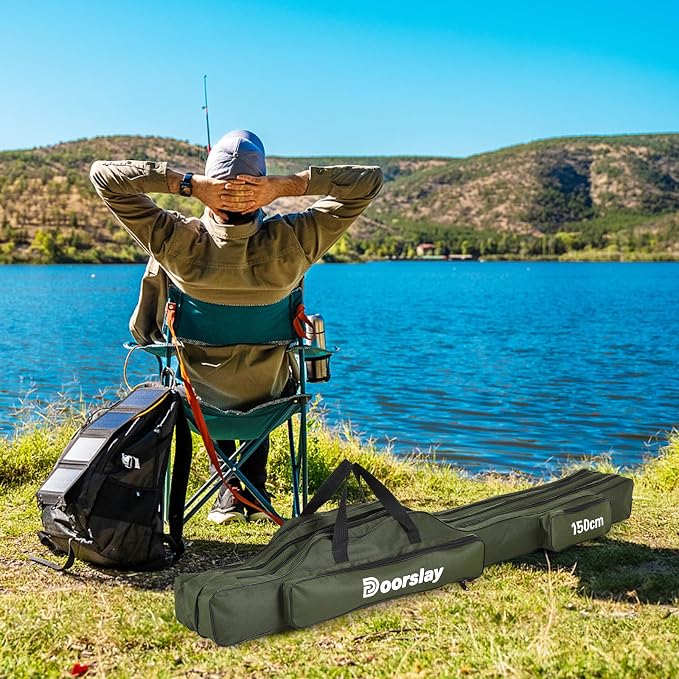 Fishing Rod Case Three Layers Oxford Portable Folding Fishing Pole Bag Outdoor Waterproof Tackle Storage Travel Bags Fishing Rod Bag