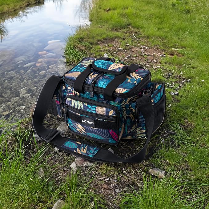 Goture Fishing Tackle Bag with 3PCS 3600 Pink Tackle Boxes | 600D Water-Resistant, Soft Side Cross Body Sling Bag, Saltwater Gear Storage,Padded Shoulder Strap