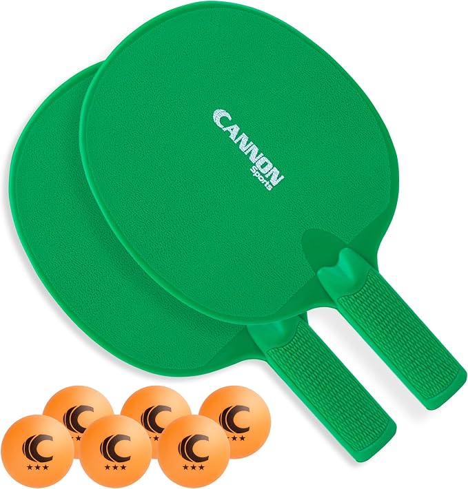 Cannon Sports Unbreakable Table Tennis Paddle Set - 2 Rackets with 6 Pack of 3-Star Table Tennis Balls – Portable Set for 2 Players