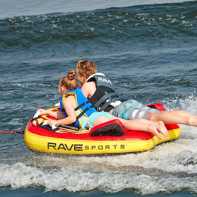 RAVE Sports Diablo II Boat Towable Tube - Inflatable Boating Tube for 1-2 Riders - Heavy-Duty Water Tube for Boats to Pull - Water Sports Towable with Quick Connector