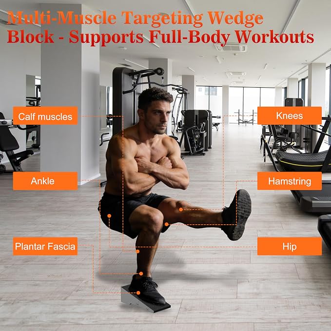 Squat Wedge, Steel Heavy Duty Squat Wedge Block, 2 Pcs Non-Slip Slant Board for Squats, 800 lbs Weight Capacity for Deeper Squats, Calf Raises, Weightlifting and Foot Stretches