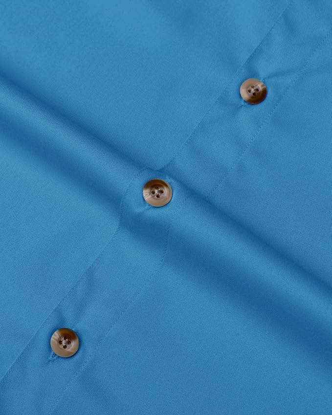Alimens & Gentle Short Sleeve Fishing Shirt Wicking Fabric Sun Protection Casual Button Down Shirts