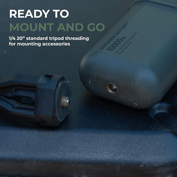 NESTOUT Rugged Power Bank, 10000mAh Outdoor Battery Charger, 20W USB-C Fast Charging PD, Waterproof IP67, Durable Shockproof, Battery Pack for iPhone Hiking Travel Camping (Olive Green, 10000mAh)