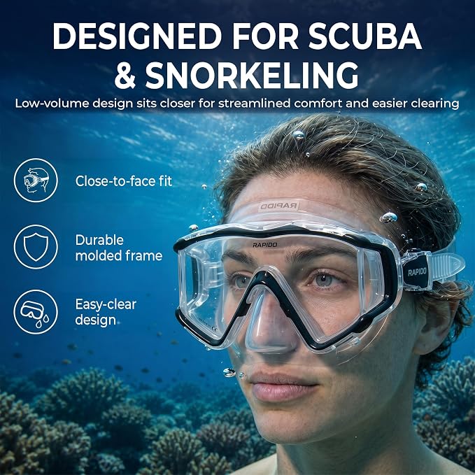 Rapido Clareza Three Lens Mask and Snorkel Combo