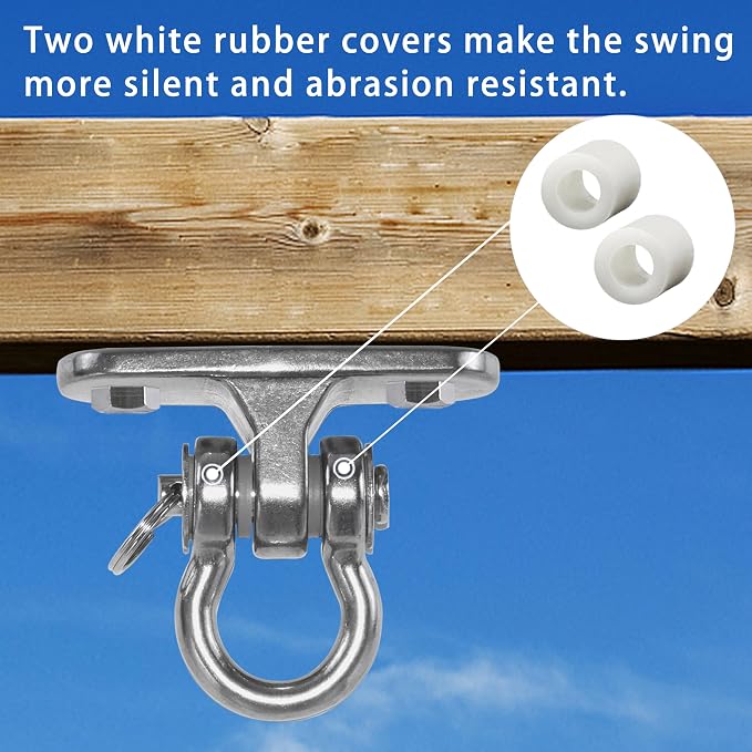 Heavy Duty Swing Hangers Stainless Steel 304 Anti-Rust, 2000 lb Capacity 180° Swing, Playground Porch Yoga Seat Trapeze Wooden Sets Indoor Outdoor(2 Pack