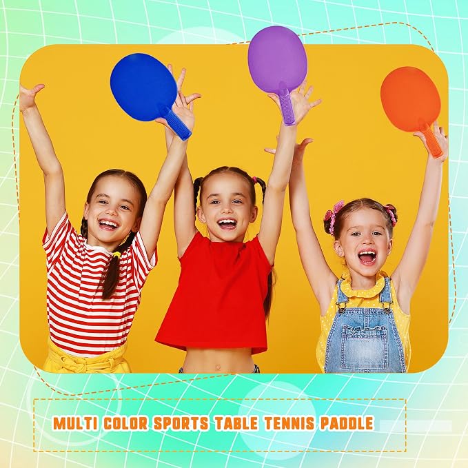 8 Pcs Plastic Table Tennis Paddles Unbreakable Ping Pong Paddles Rackets Portable Plastic Textured Table Tennis Training Toys for Beginner Kids Adult Camp Outdoor Equipment