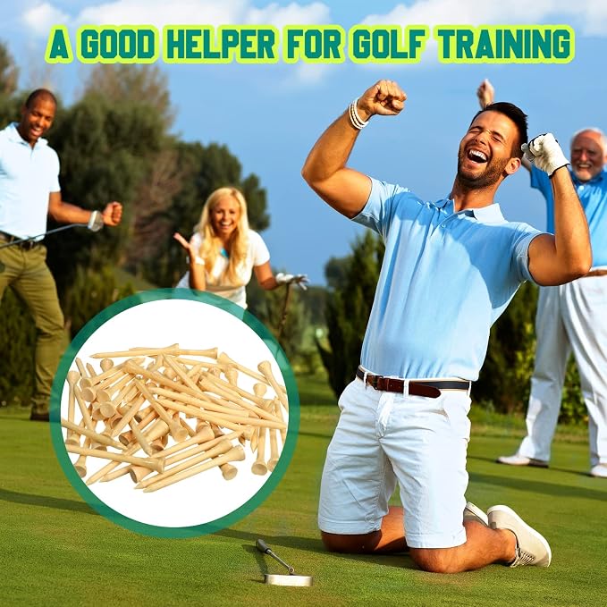 Mudder Golf Tees Bulk Wooden Bamboo Golf Tees Multicolor Wood for Men Balls Accessories