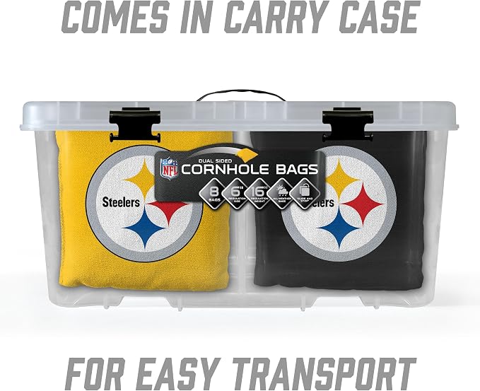 YouTheFan Officially-licensed NFL Set of 8 Cornhole Bags - All Weather Dual Sided Slide & Stop - regulation size