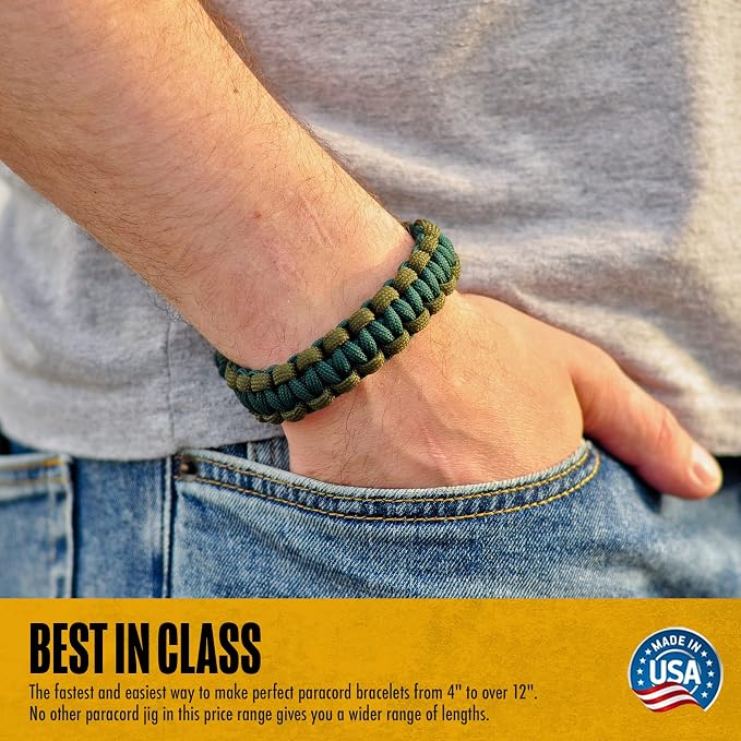SpeedyJig PRO - Paracord Bracelet Kit and Jig | Easily Make Paracord Bracelets from 4" to Over 13" | Adjustable Steel Frame Made in The USA | Includes Free Paracord & Buckles