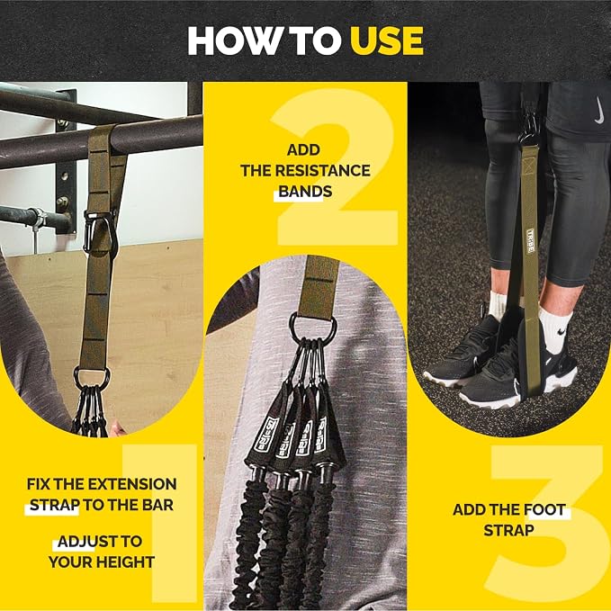Pull Up Assistance Bands - 4 Heavy Duty Pull Up Bands with Adjustable Strap and Foot Rest - Stackable Pull Up Assist Band Set for Pull Up Bar - Resistance Bands for Pull Ups Chin Ups Strength Training