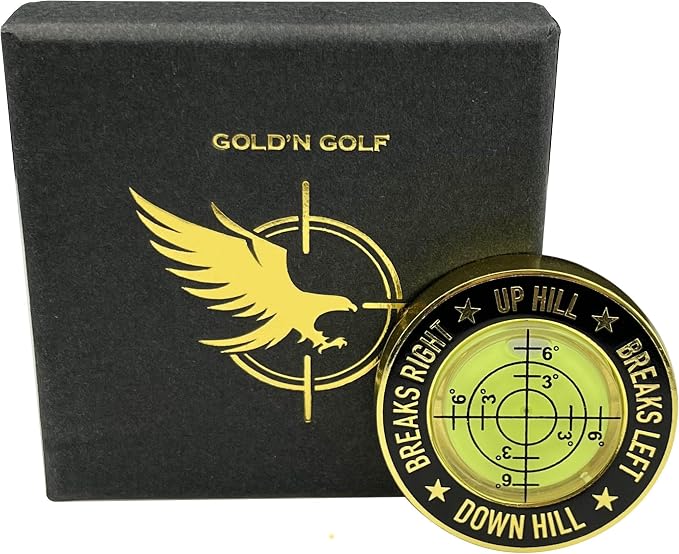 GOLD'N GOLF Pro Golf Green Reader, Level Golf Accessories for Men and Women, Golf Ball Marker, Putting Green Reading aid, Beautiful Gift for Golf Lovers