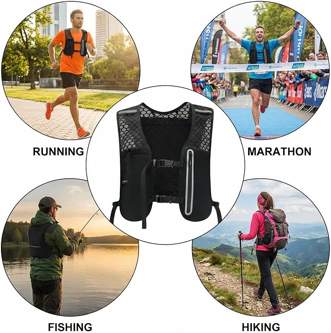 Running Vest for Women Men Hydration Backpack with 500ml Soft Flask Lightweight Water Pack