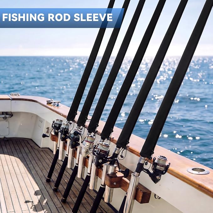 Outus Neoprene Fishing Rod Sleeves, 2.5MM Thick Tangle-Free Covers, Protective Sock for Spinning Casting Rods, Travel Storage