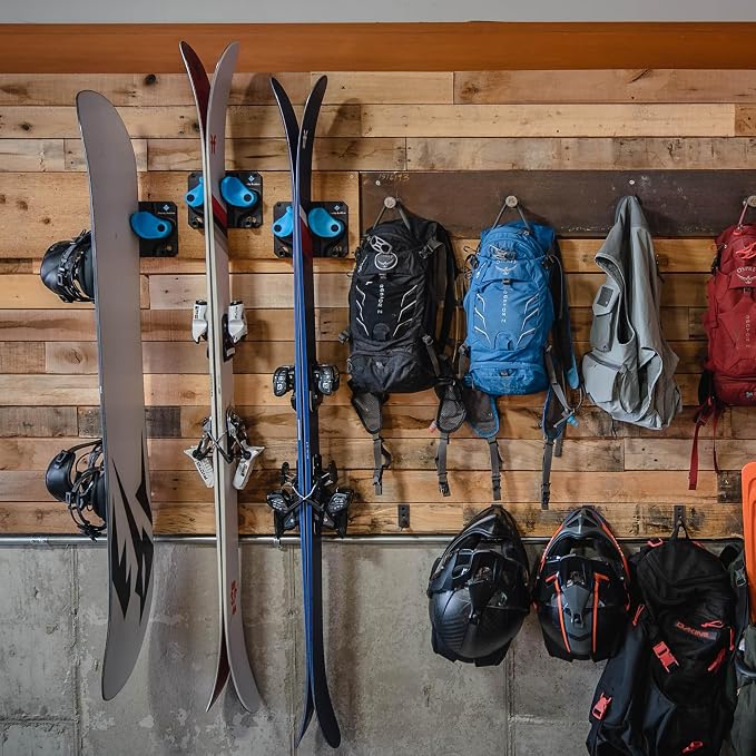 Gravity Grabber, The OG - Ski & Snowboard Wall Mount, Indoor Garage & Home Storage Organizer, Damage-Free Grip, Holds Skis/Boards/Poles/More, Space-Saving Premium Gear Rack, (White 2-Pack)