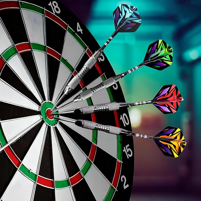 WINSDART Steel Tip Darts 12 Pack Set with Nonslip Iron Barrel Aluminum Dart Shafts and Flights Darts Sharpener an Gift Box