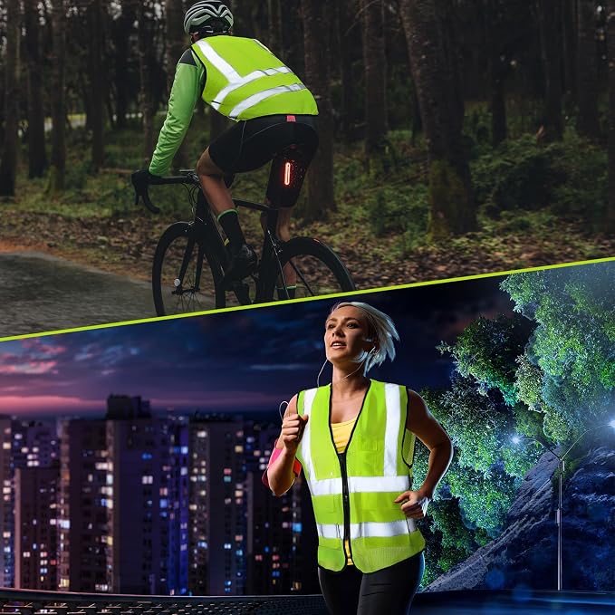 JaGely 12 Pack Reflective Safety Vests with Pockets, High Visibility Mesh Construction Vest for Men Women, Neon Yellow, Size L