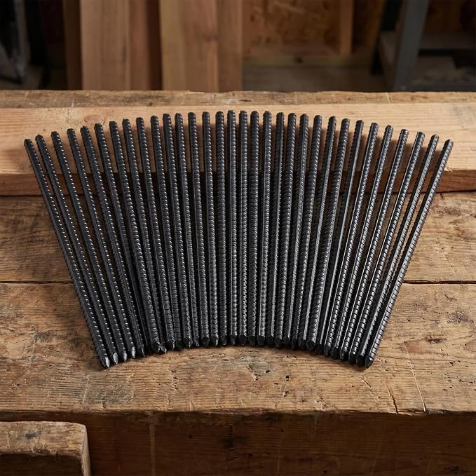 36 Pack Rebar Ground Stakes, 16 Inch Steel Rebar Stake for Trampoline, Fence, Camping Tent, Black