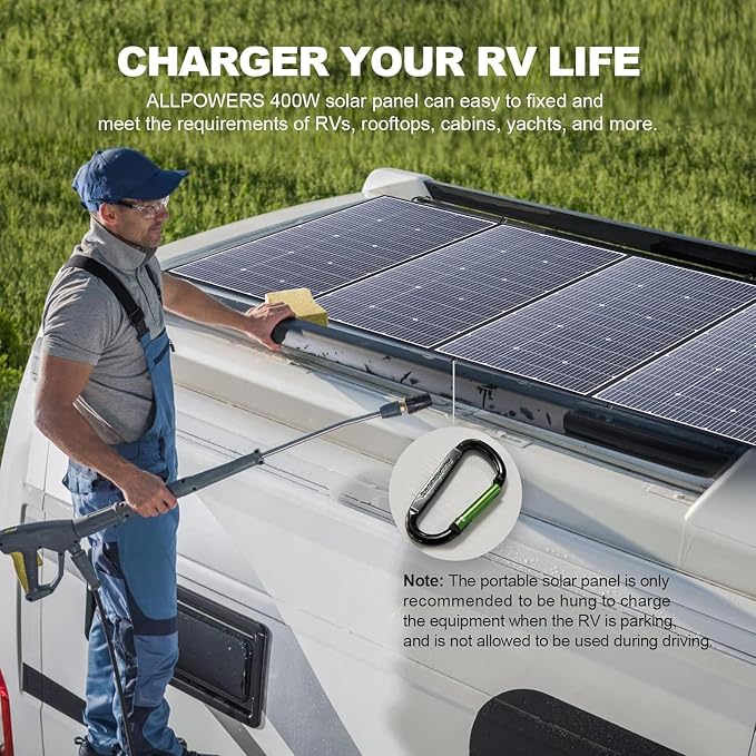 ALLPOWERS SP037 400W Portable Solar Panel with Adjustable Kickstand, High Efficiency Solar Cell, Foldable Solar Charger for Power Station, IP67 Waterproof for RV Camping Home Off-Grid Outdoor