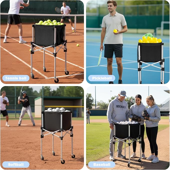 Retractable Tennis Ball Hopper Holds 180 Balls, Upgraded Tennis Ball Basket, Easy to Use Without Installation for Tennis Training and Teaching