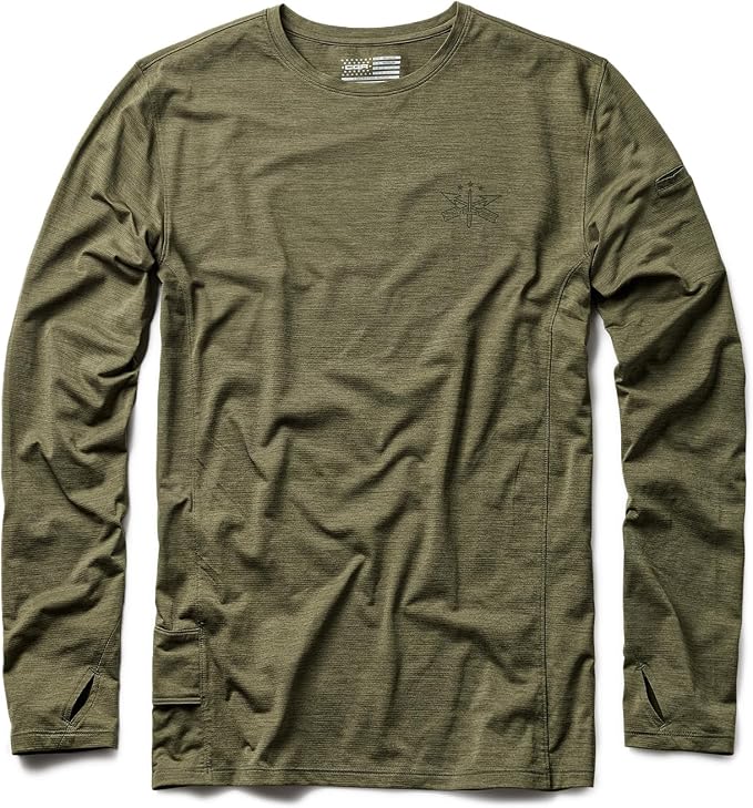 CQR Men's UPF 50+ Sun Protection Long Sleeve Quick Dry Athletic Shirts, Stretch Running Workout Hiking T-Shirts